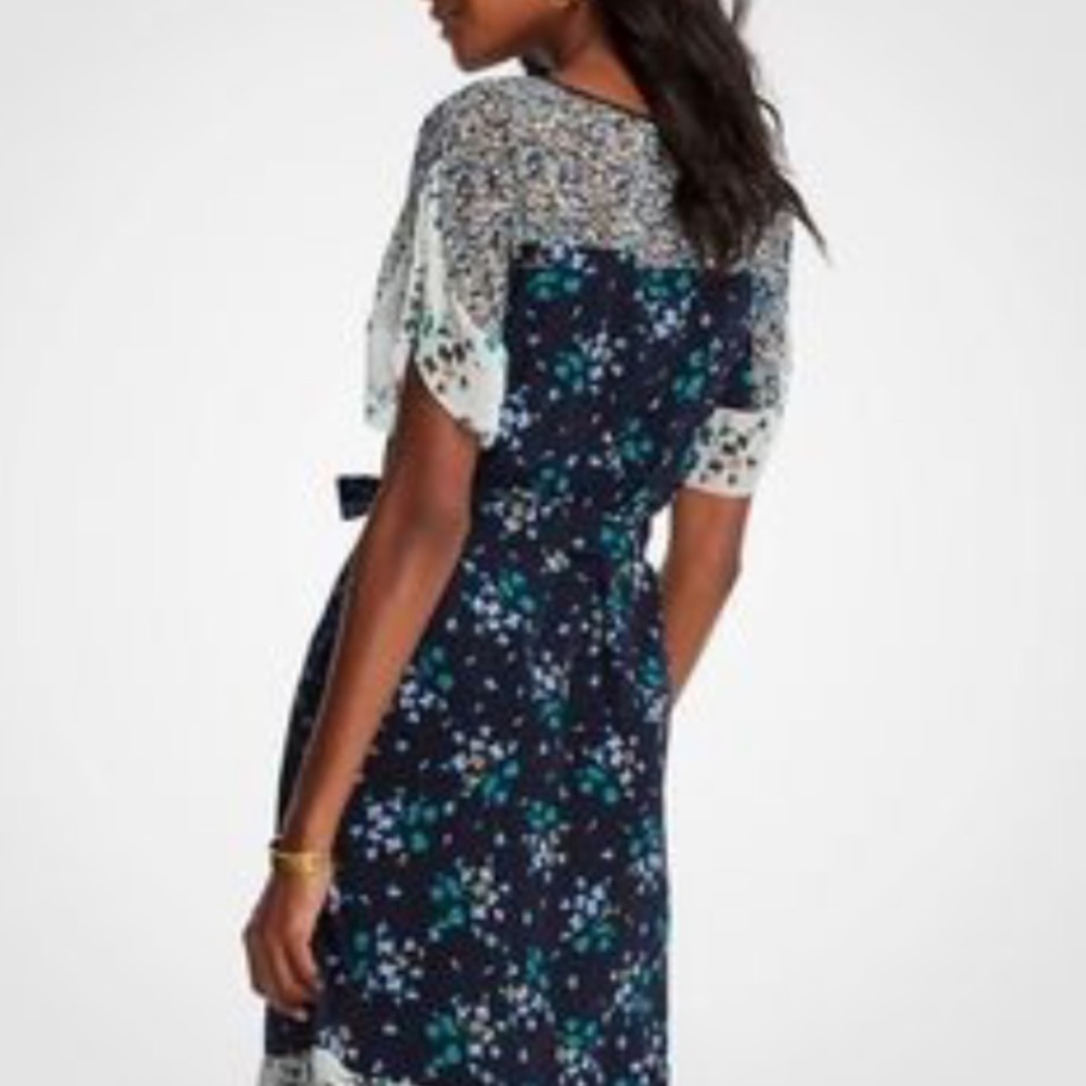 Ann Taylor Mixed Floral Flounce Dress In Night Sky View 3